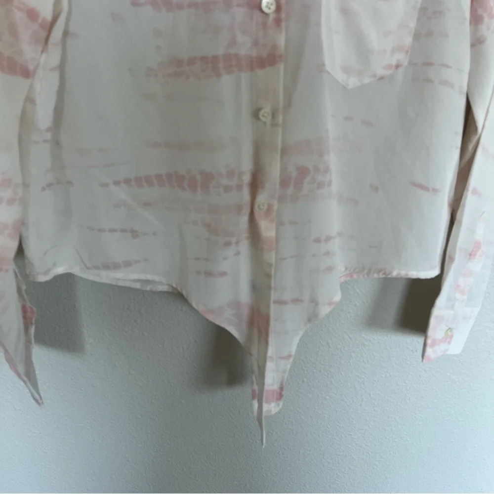 NWOT Rails Val Tie-dye Pink White Silk Button-down Shirt Tie Bottom Casual Small - Picture 5 of 14